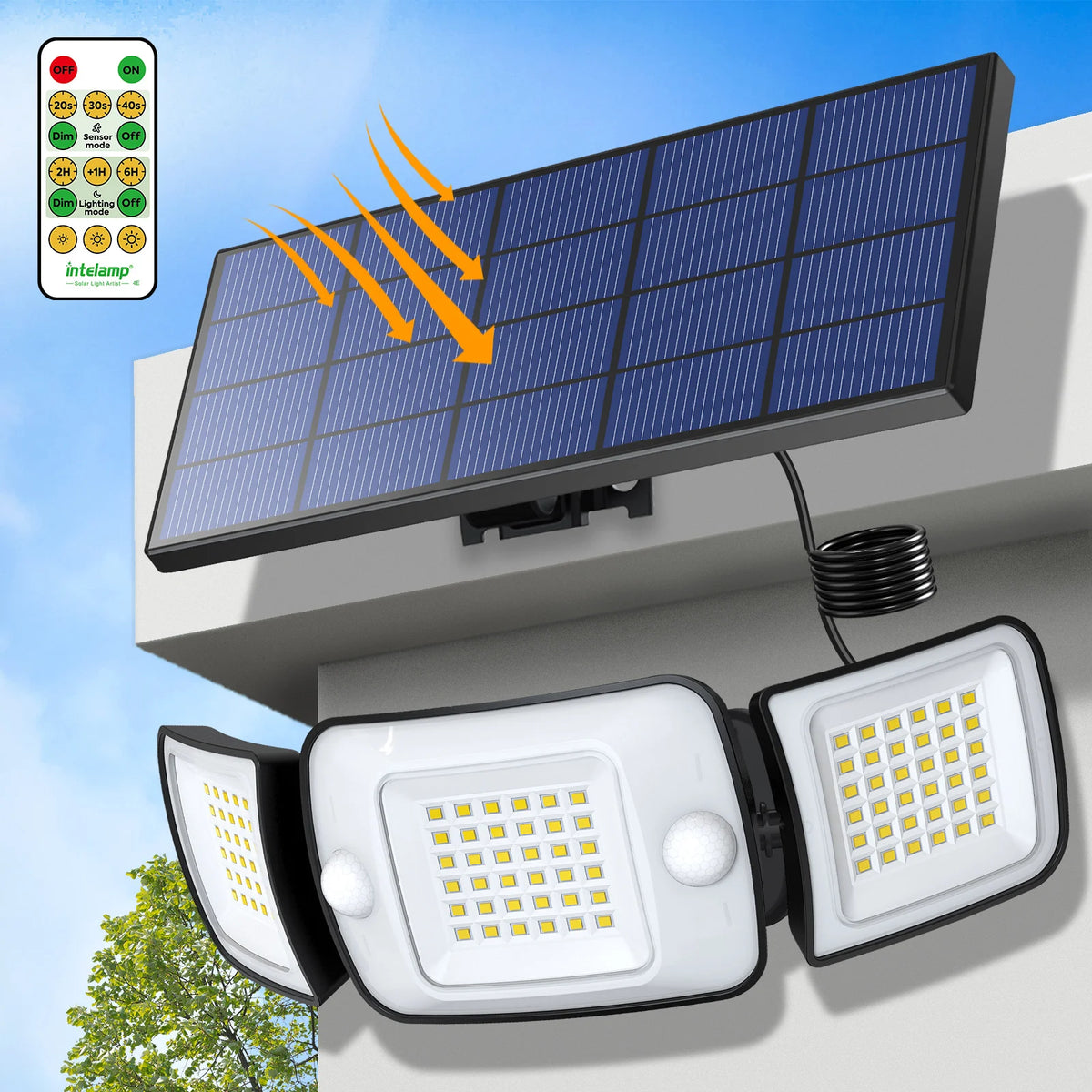 Intelamp Rechargeable Solar Outdoor Dual Sensor LED Light