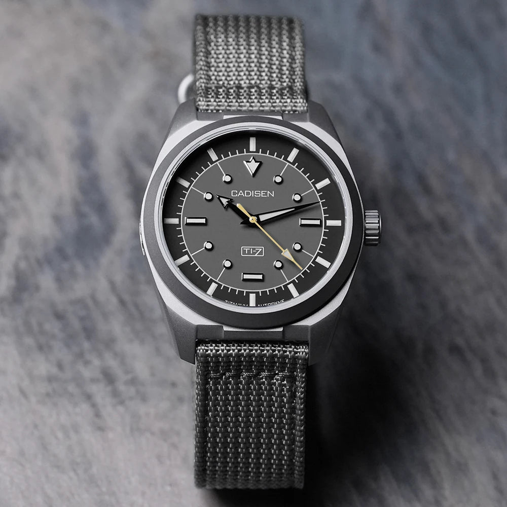 CADISEN TI-7 Autodyne Titanium Automatic Mechanical Watch Man Canvas Wristwatch MIYOTA 8215 Watches USA Warehouse Delivery
