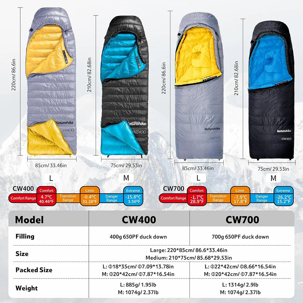 Naturehike Ultralight Duck Down Sleeping Bag For Winter Camping