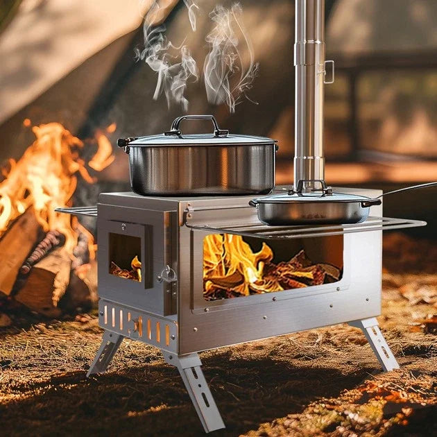 Portable Stainless Steel Wood Stove For Outdoor Camping And Cooking