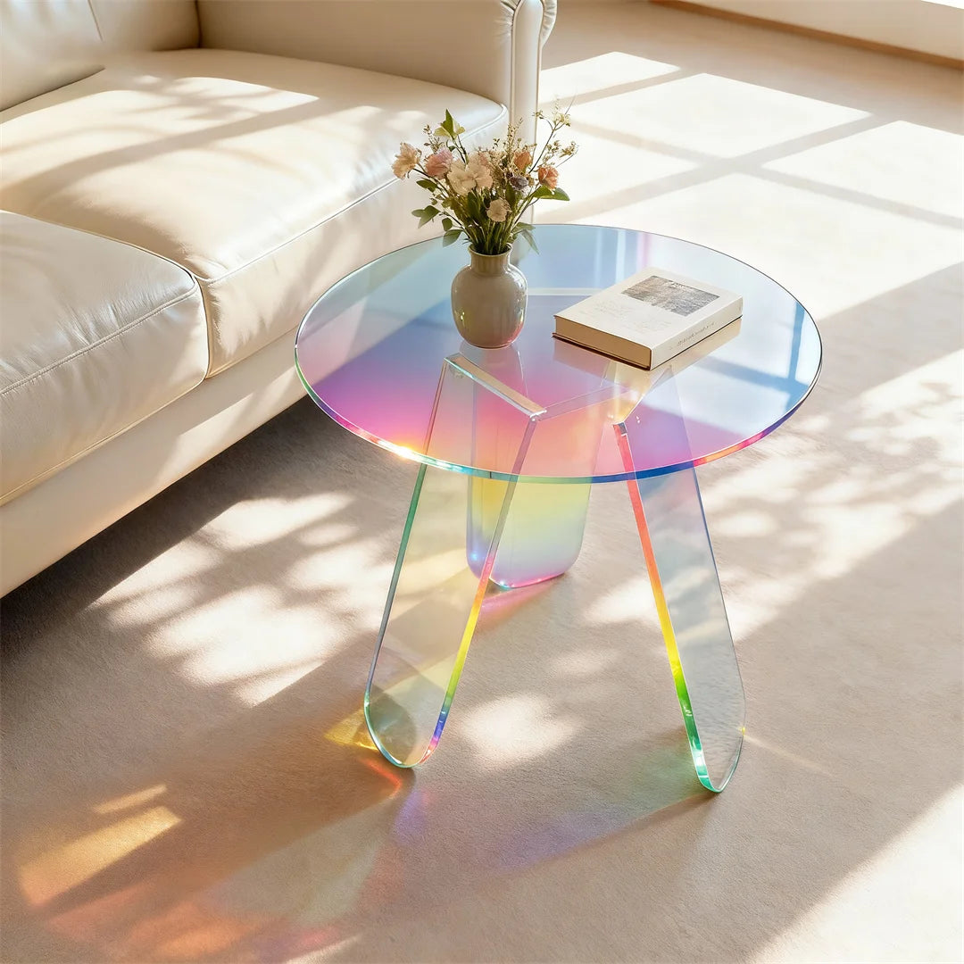 Modern Acrylic Round Side Table for Living Room or Bedroom