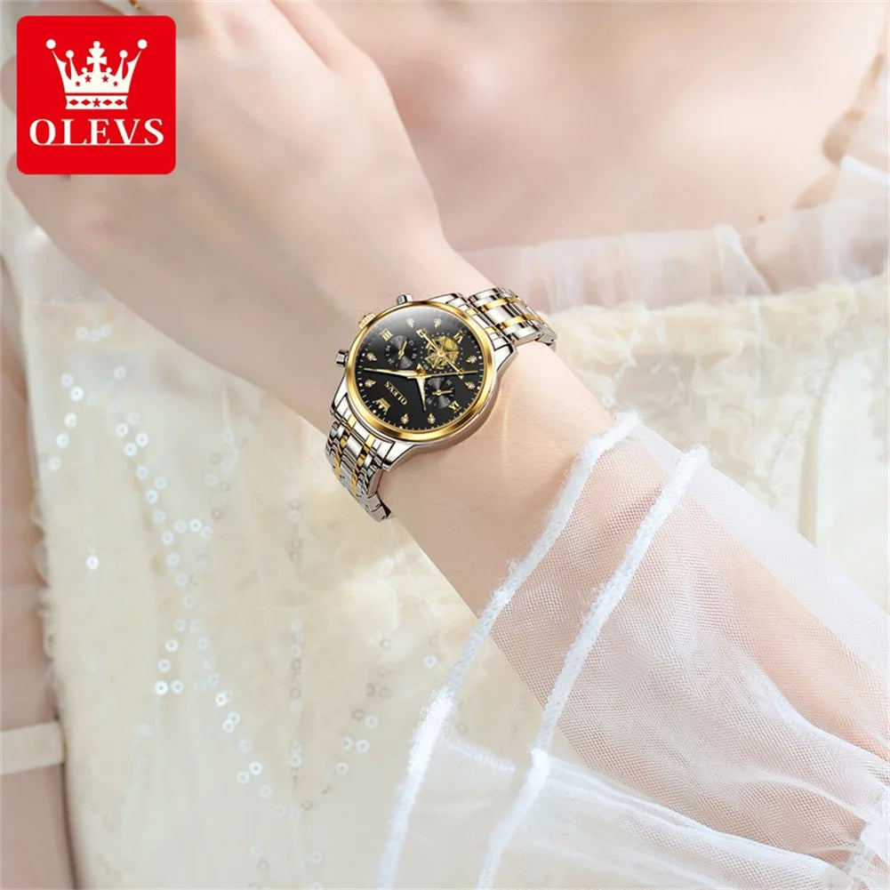 OLEVS Elegant Quartz Watch for Women With Diamond Luminous Dial