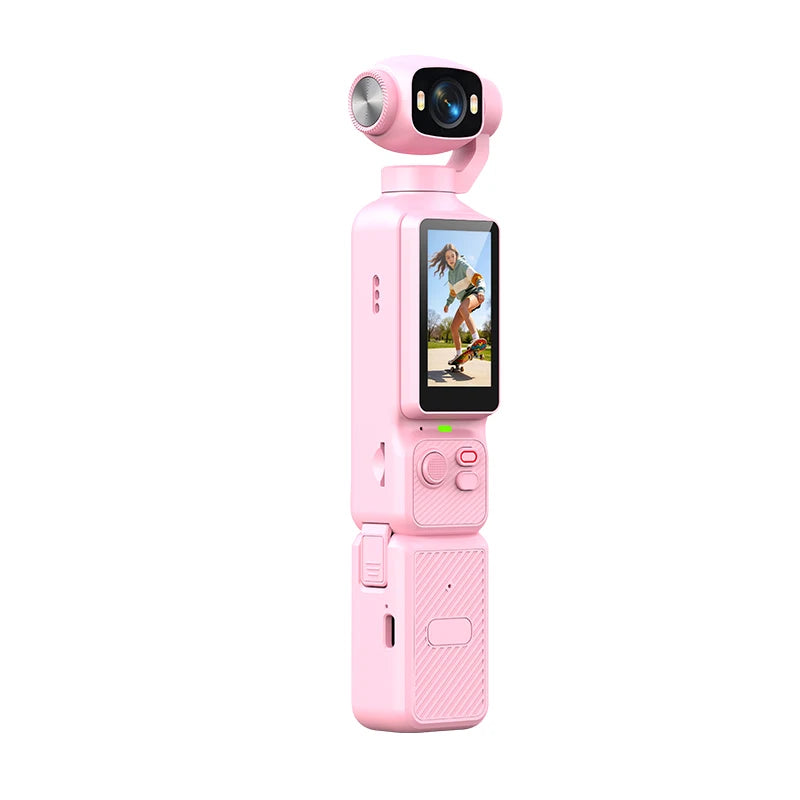 4K Handheld Action Camera With Rotatable Lens And Fill Light