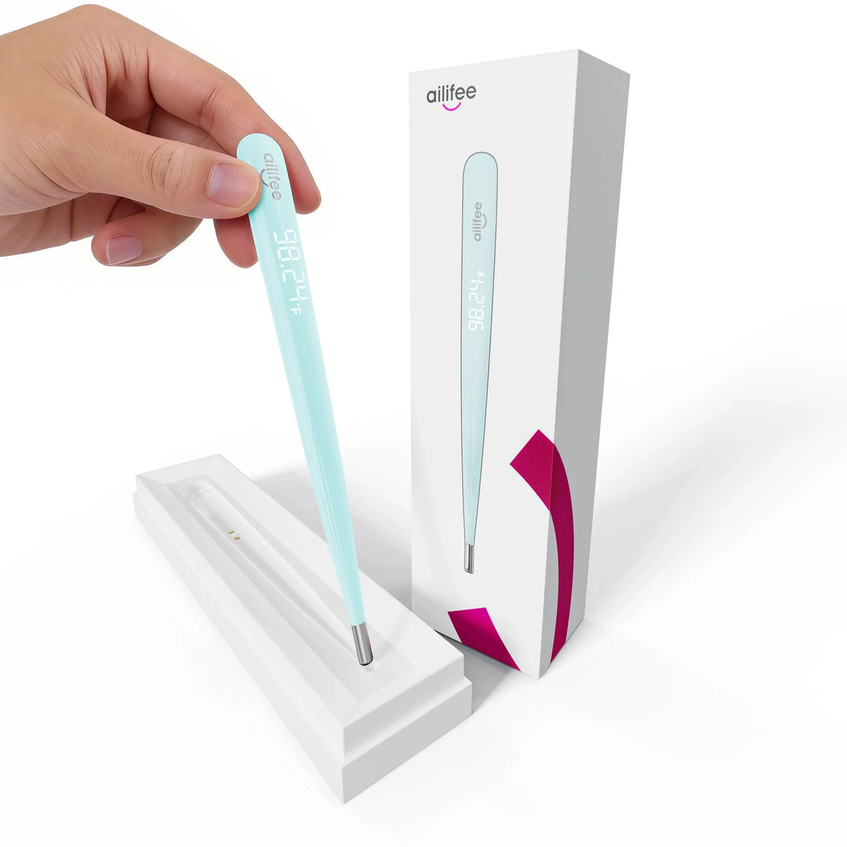 AILIFEE Oral Digital Thermometer, Rechargeable Thermometer for Baby, Toddlers, Kids & Adults, Medical-Grade Accurate Fast Reading  with LED Display & Fever Alert, AET-F371