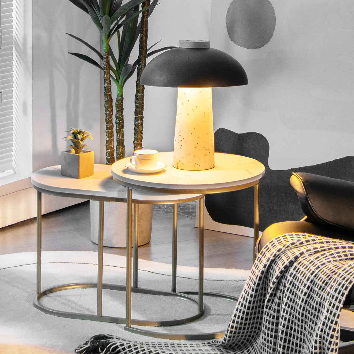 HOMASIS Modern Marble Nesting Coffee Tables for Living Room