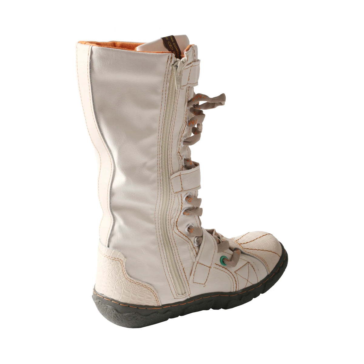TMA EYES Women Winter Snow Boots Mid Calf Warm Plush Lined Lace Up Side Zipper Vintage Retro Boots