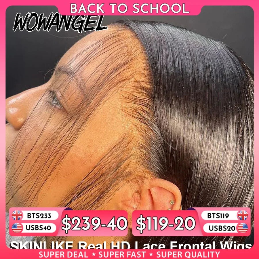 WOW ANGEL Brazilian Human Hair Straight HD Lace Front Wig