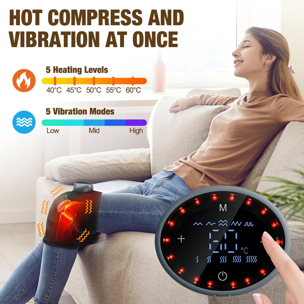 Hailicare Graphene Heated Knee Brace Rechargeable Massage Support Pad LED