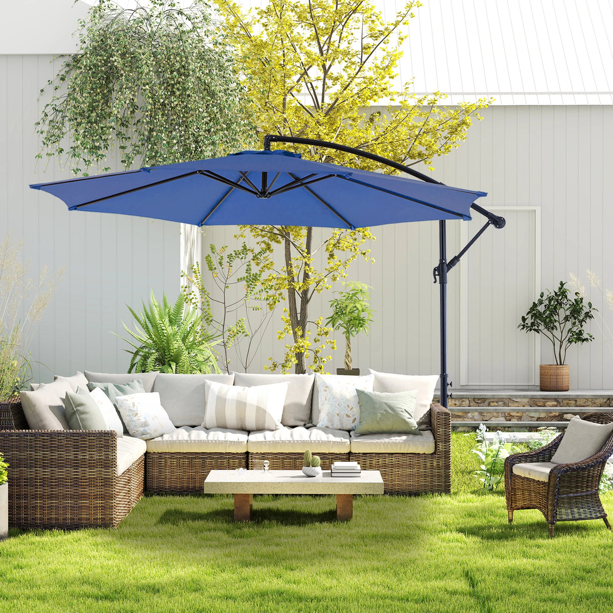 JHK Cantilever Patio Umbrella With Adjustable Tilt And UV Protection