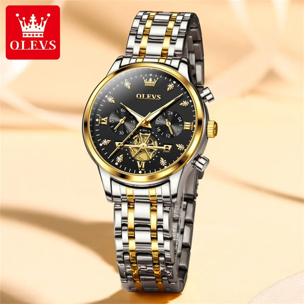 OLEVS Elegant Quartz Watch for Women With Diamond Luminous Dial