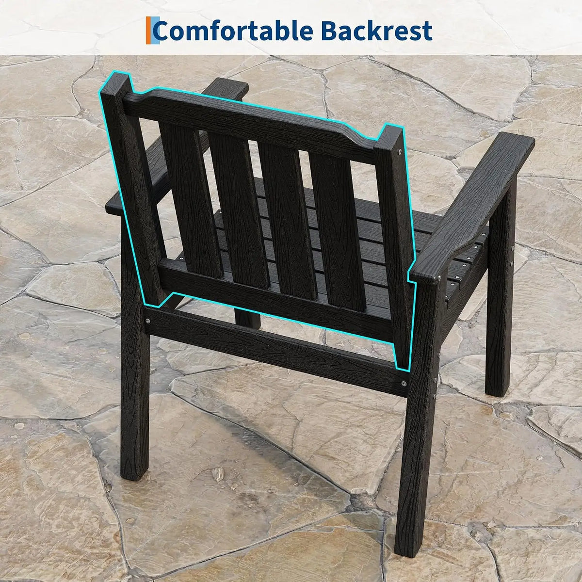 Garvee Weather Resistant HDPE Outdoor Dining Chair With Wood Grain Finish