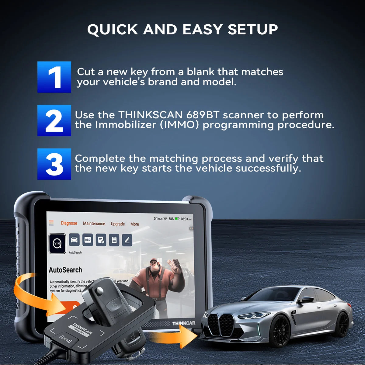 THINKCAR TKey101 Car Key Programmer for IMMO Remote Key Matching
