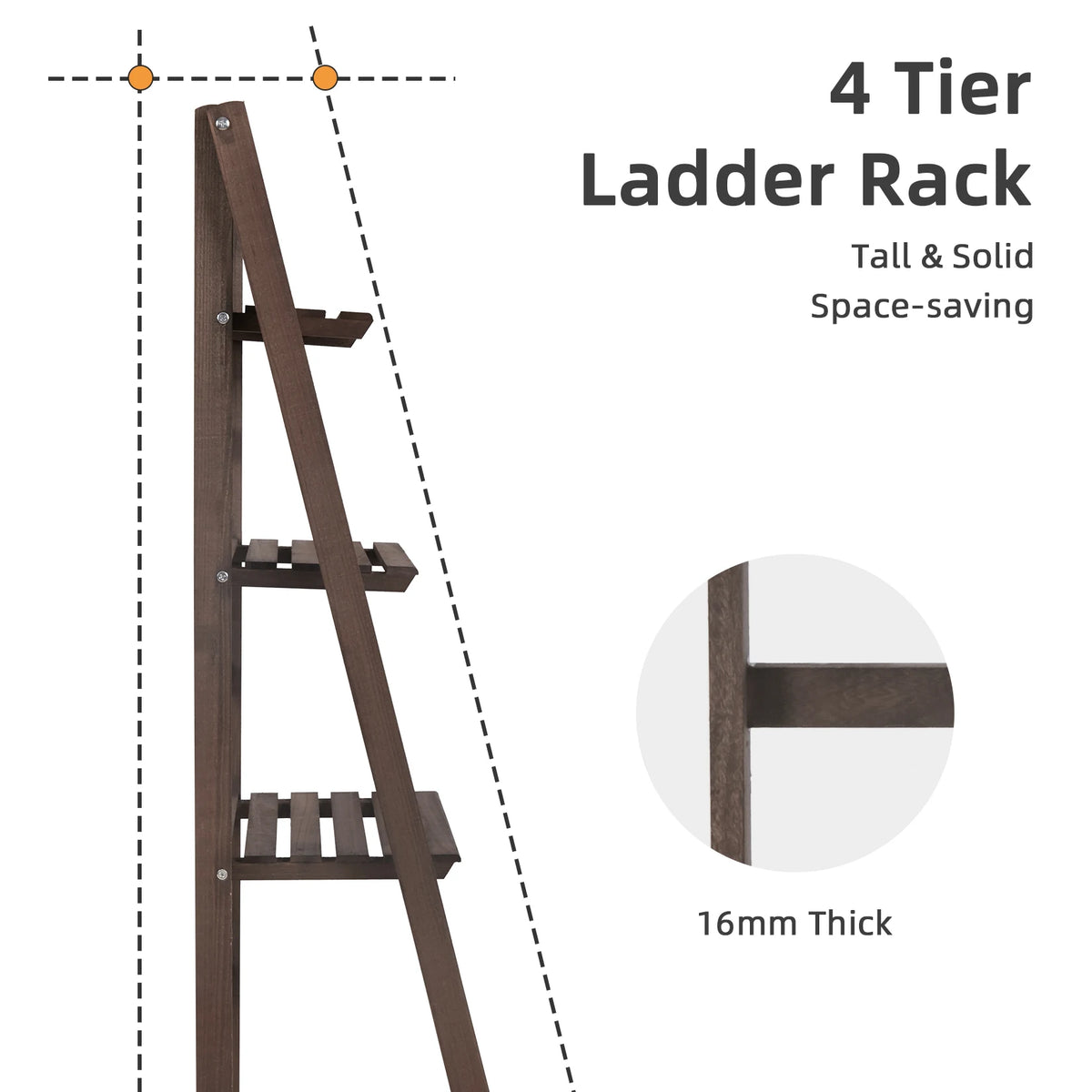 Multipurpose Wooden Folding 4 Tier Ladder Shelf Rack