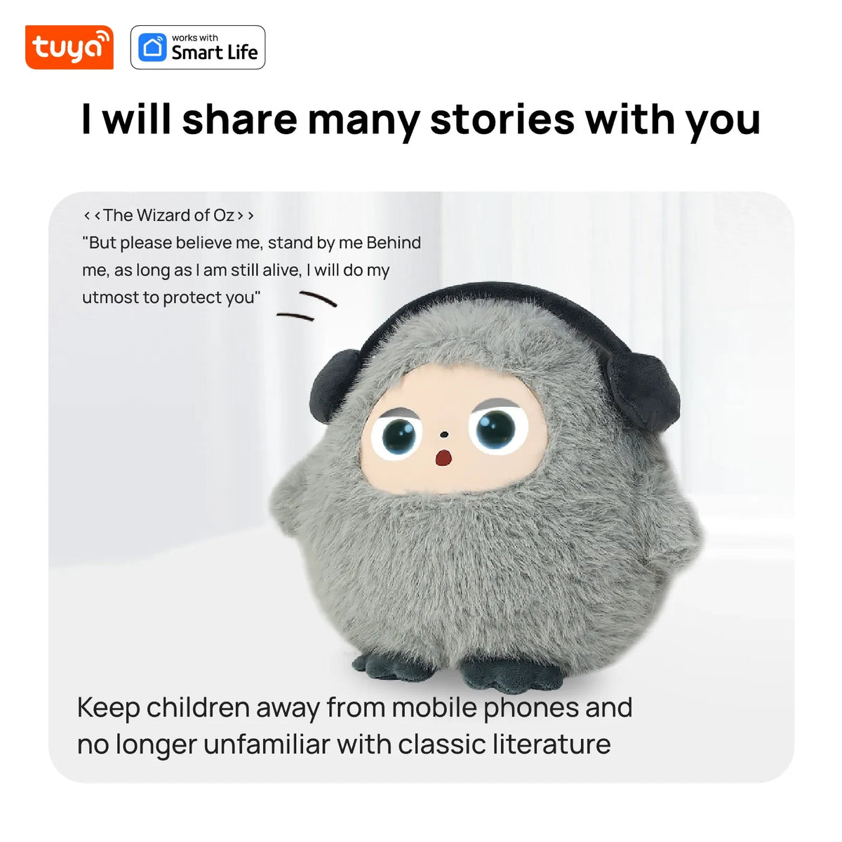 Tuya Smart AI Plush Robot Voice Interactive LED Eyes Companion