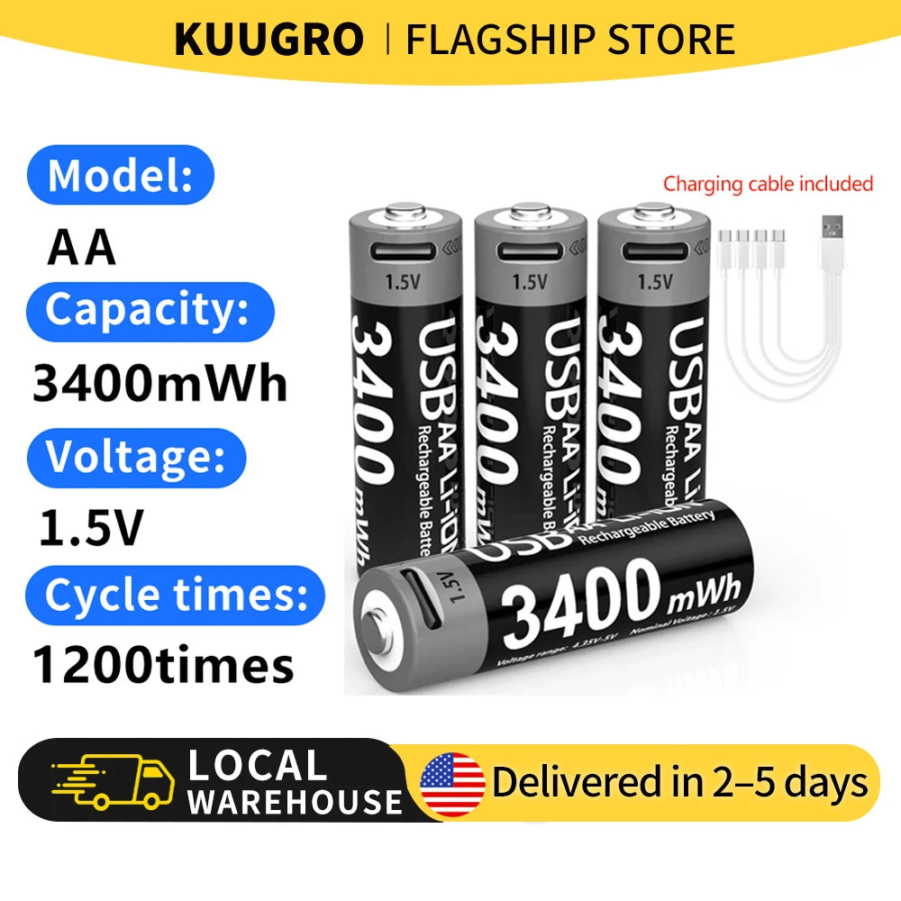 Kuugro Rechargeable Lithium Ion Battery For Electronic Devices