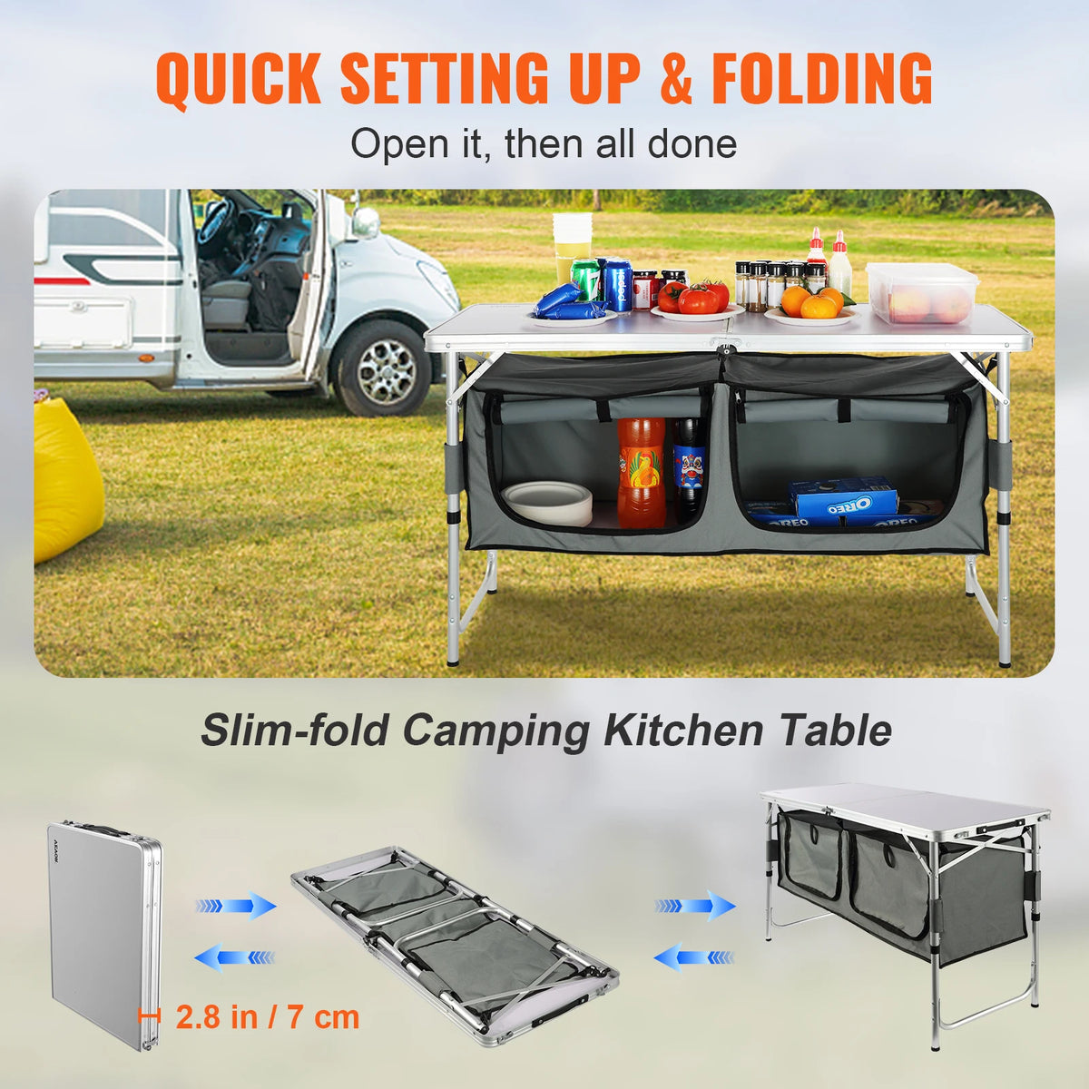 Vevor Mdf Folding Camping Kitchen Table For Outdoor Picnic Use