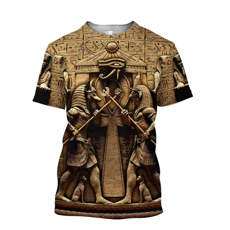 Mystery Egyptian Anubis T-shirt Men Women Clothing Short Sleeve O-neck T Shirts 3D Printed Ancient Egypt Pattern 2025 Travel Tee