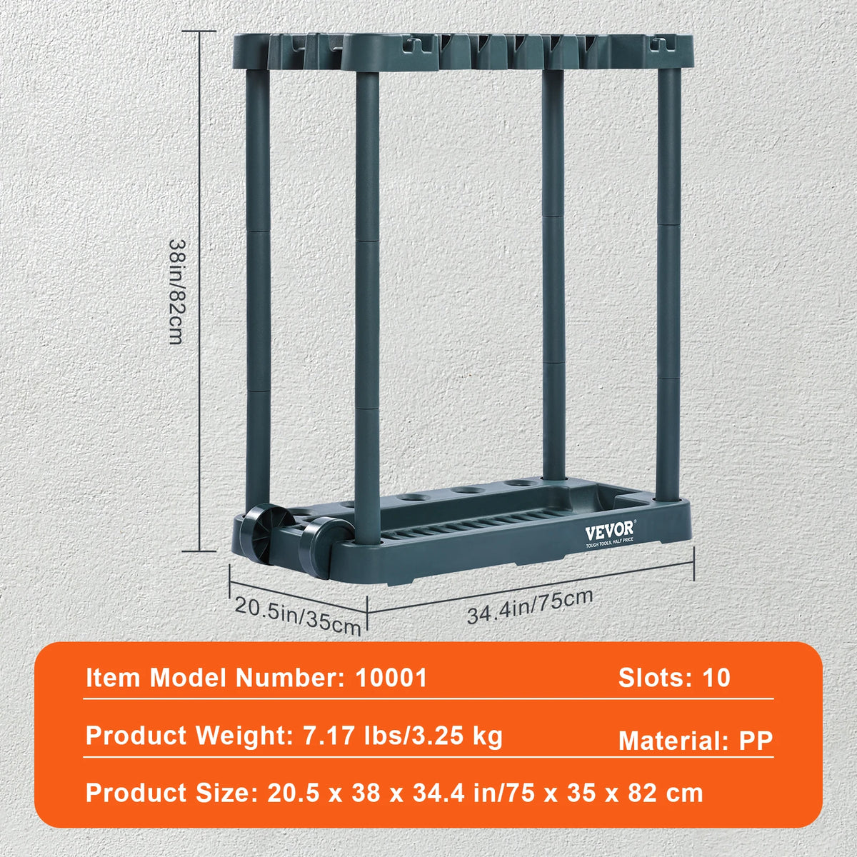 SucceBuy 10 Slot Garden Tool Organizer Rack For Garage Storage