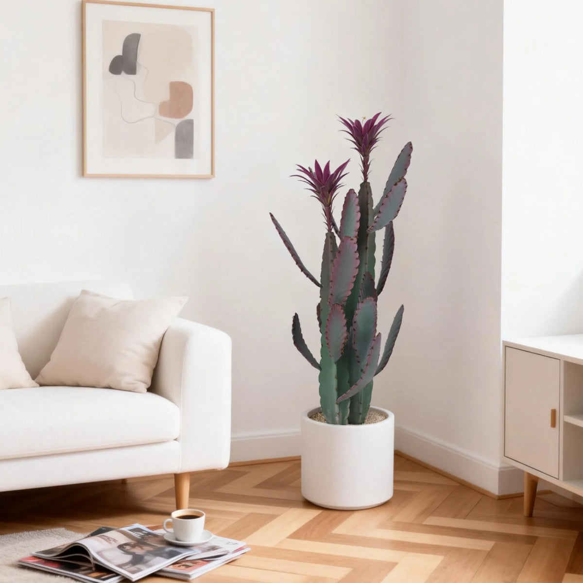 Tall Artificial Cactus Potted Plant 96cm Faux Desert Cacti Fake Big Cactus Plant with Planter for Home Garden Indoor Outdoor