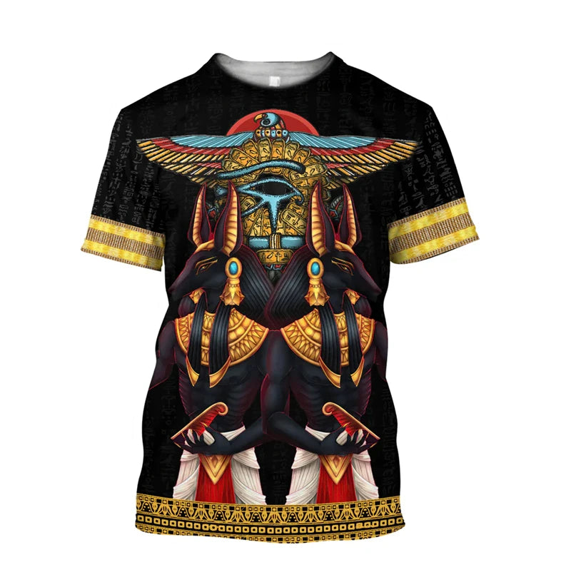 Mystery Egyptian Anubis T-shirt Men Women Clothing Short Sleeve O-neck T Shirts 3D Printed Ancient Egypt Pattern 2025 Travel Tee