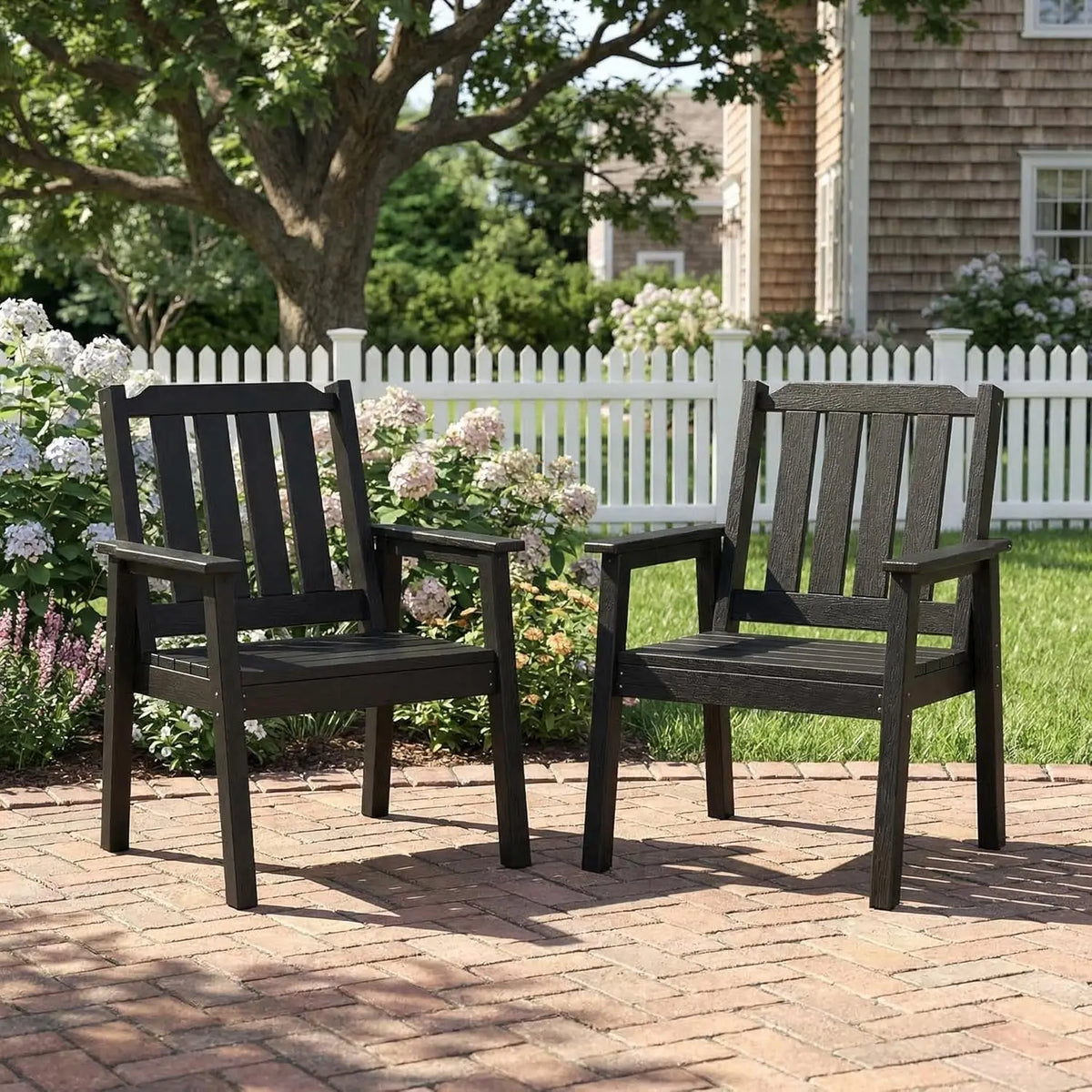 Garvee Weather Resistant HDPE Outdoor Dining Chair With Wood Grain Finish