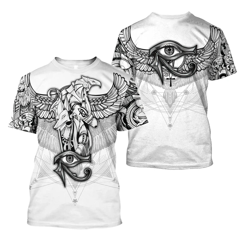 Mystery Egyptian Anubis T-shirt Men Women Clothing Short Sleeve O-neck T Shirts 3D Printed Ancient Egypt Pattern 2025 Travel Tee