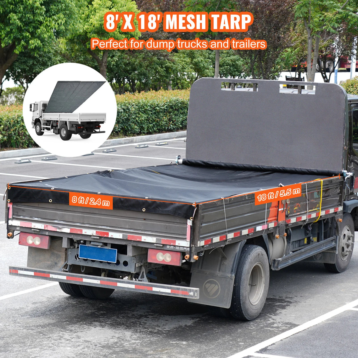 SucceBuy Pvc Dump Truck Tarp With Folding Mesh Awning