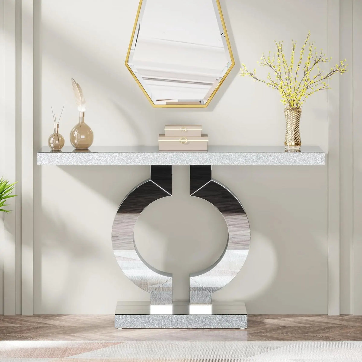 Tribesigns Modern Mirrored Console Table for Entryways and Hallways