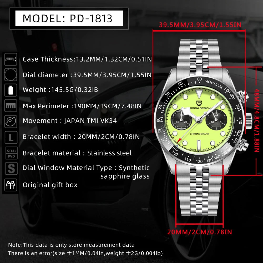 PAGANI DESIGN Men's Quartz Chronograph Sports Watch With Sapphire Crystal