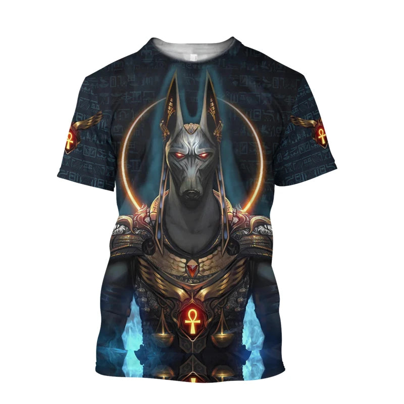 Mystery Egyptian Anubis T-shirt Men Women Clothing Short Sleeve O-neck T Shirts 3D Printed Ancient Egypt Pattern 2025 Travel Tee