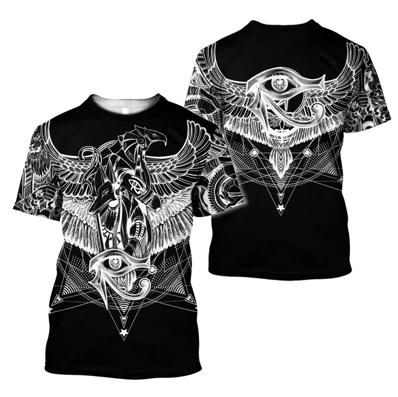 Mystery Egyptian Anubis T-shirt Men Women Clothing Short Sleeve O-neck T Shirts 3D Printed Ancient Egypt Pattern 2025 Travel Tee