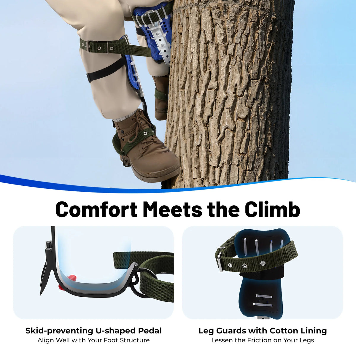 Adjustable Steel Tree Climbing Spikes Set Professional Grade