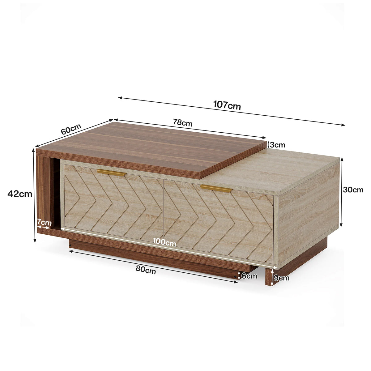 Tribesigns Extendable Coffee Table With Reversible Top And Storage Drawers