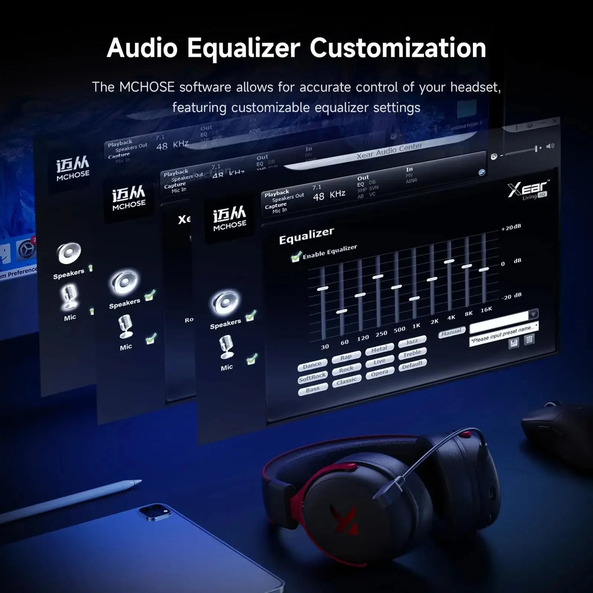 MCHOSE V9 Pro Wireless Gaming Headset Featuring Noise Canceling Mic