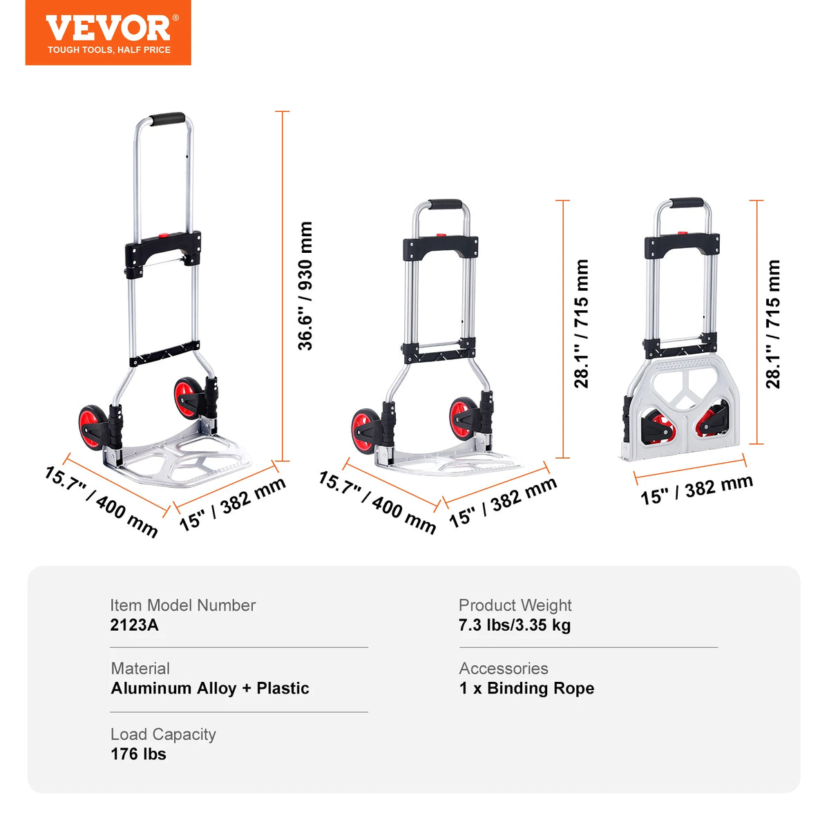 SucceBuy Foldable Aluminum Stair Climbing Hand Truck Cart