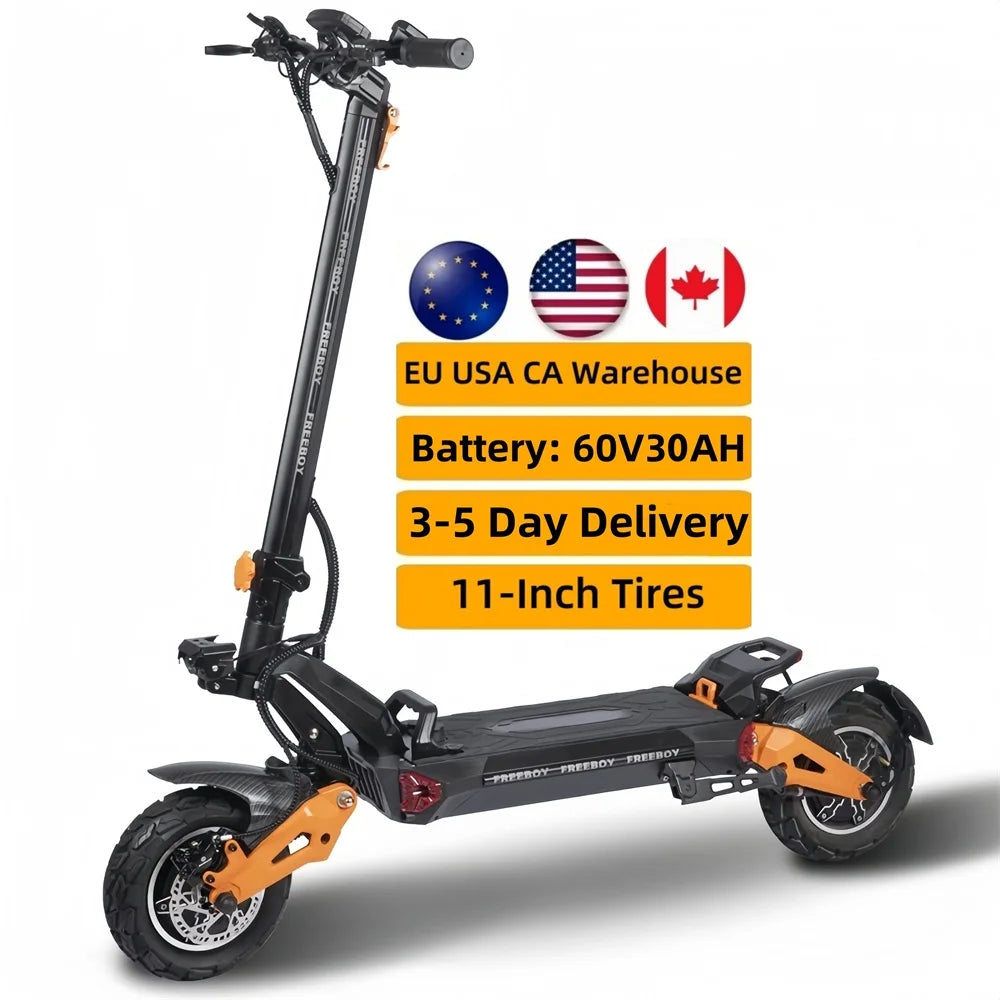 6000W Fast Electric Scooter for Adult,Dual Motor 50mph,60V 30Ah,11'' Off Road Tires,55 Miles Range,Sport Folding E-Scooter