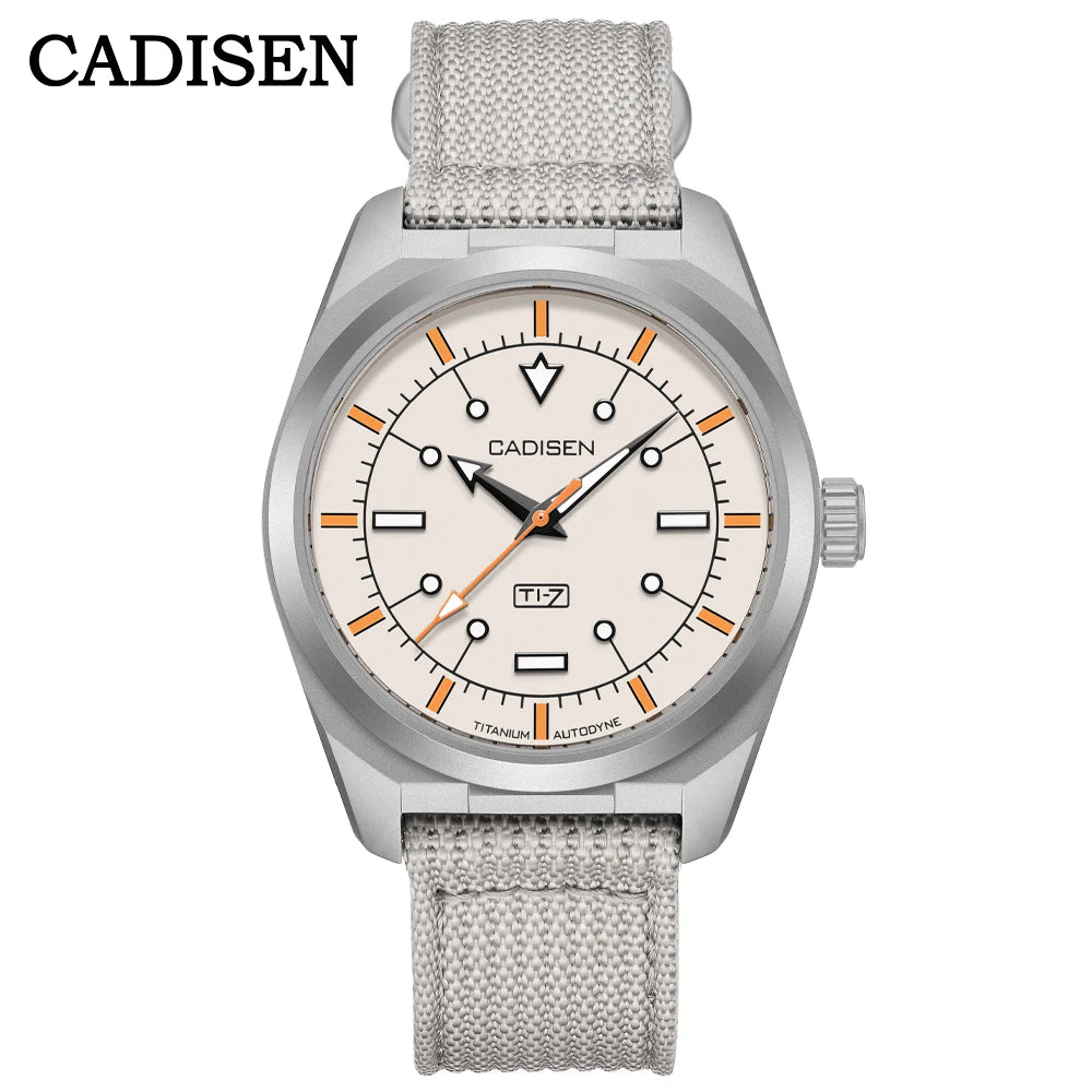 CADISEN TI-7 Autodyne Titanium Automatic Mechanical Watch Man Canvas Wristwatch MIYOTA 8215 Watches USA Warehouse Delivery