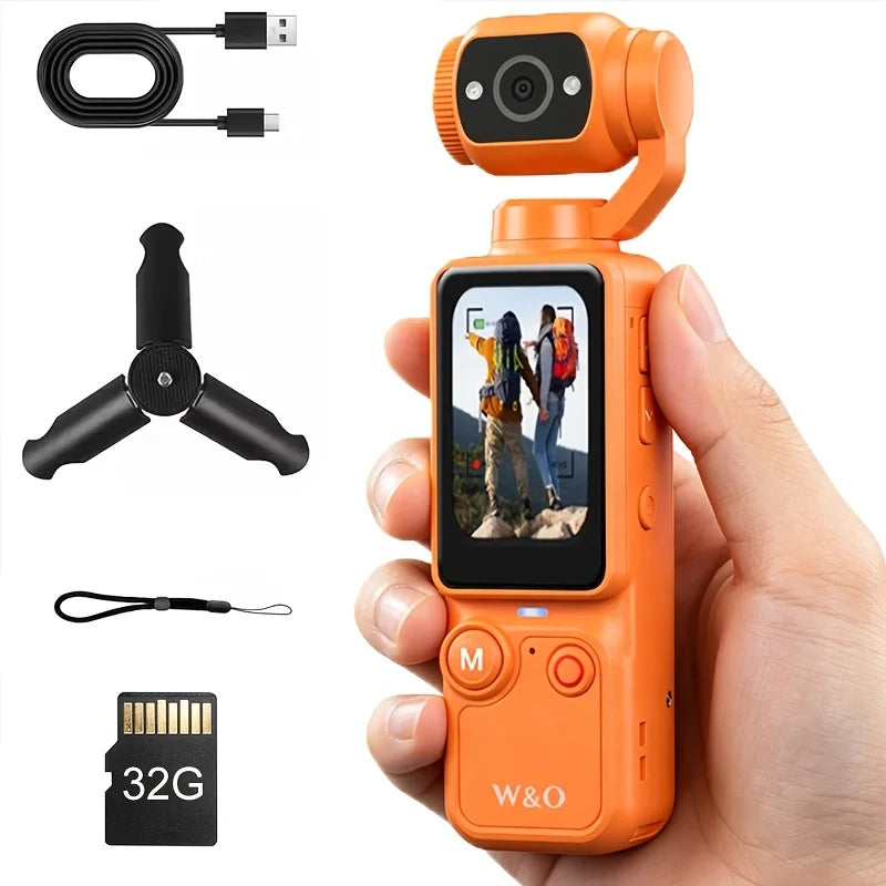 W&O 4K Compact Camcorder With Flip Screen And Auto Focus For Travel