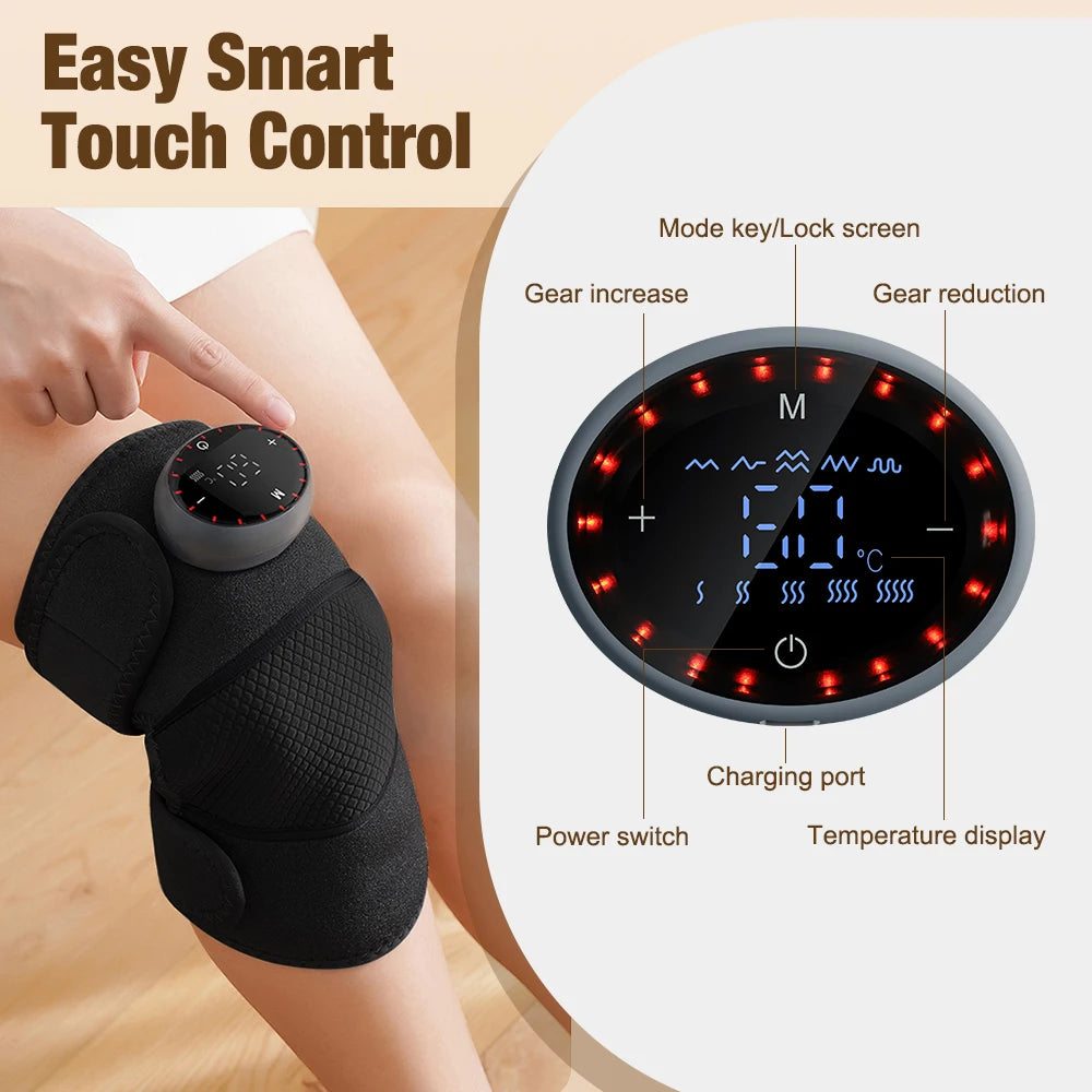 Hailicare Graphene Heated Knee Brace Rechargeable Massage Support Pad LED