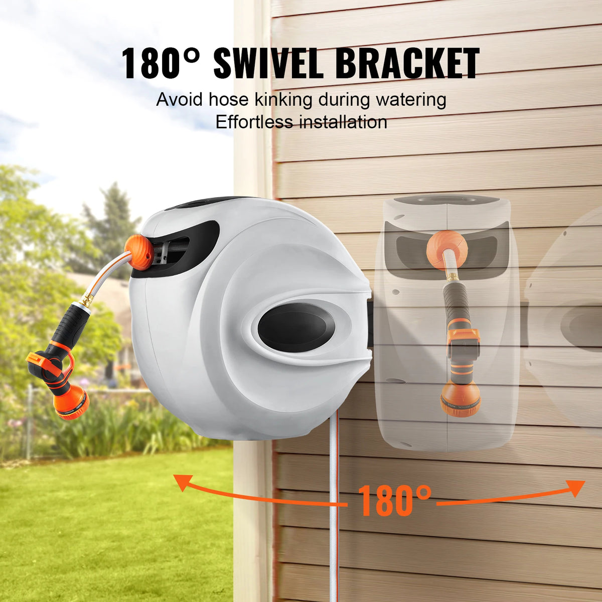 SucceBuy Retractable Automatic Rewind Wall Mount Garden Hose Reel