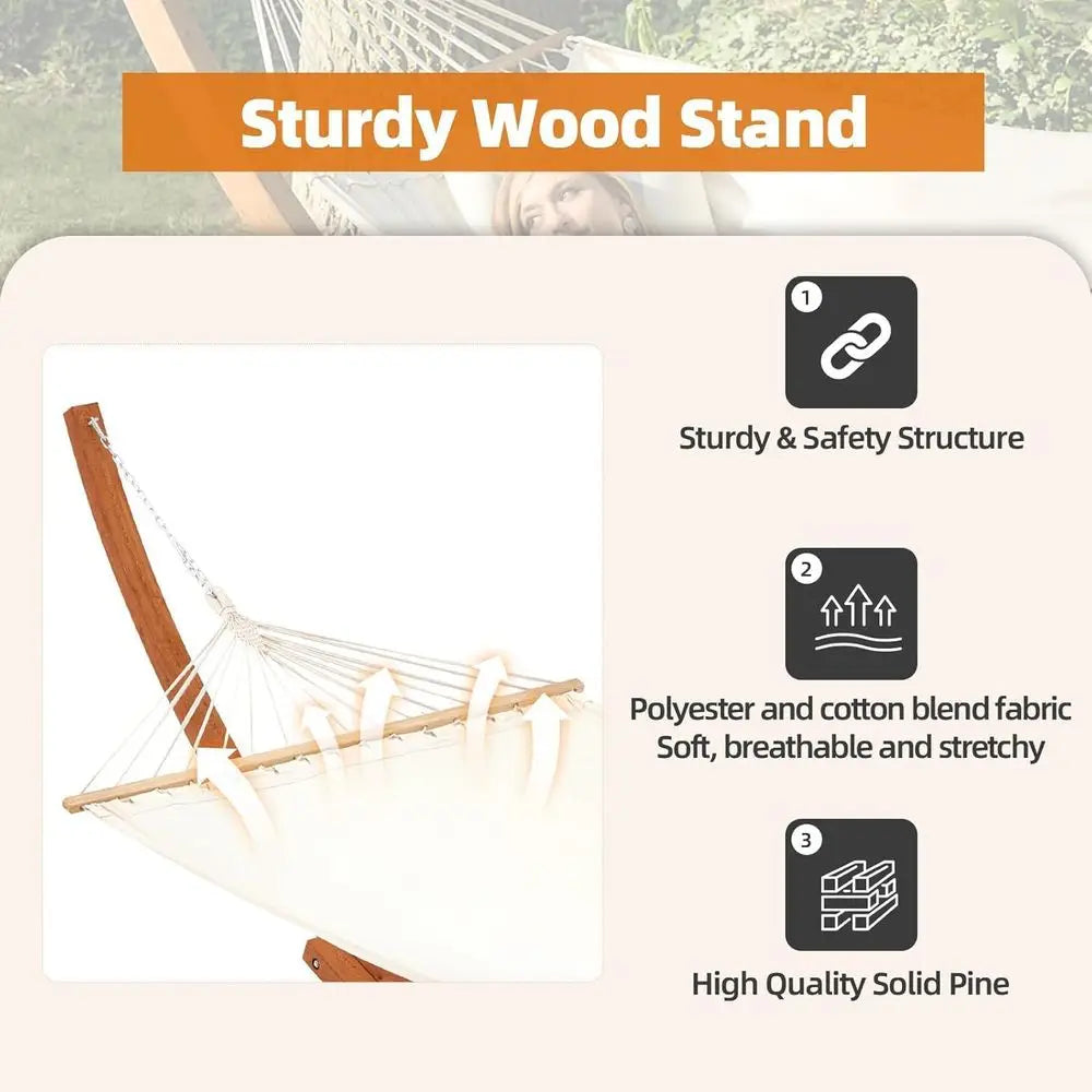 Heavy Duty Double Hammock With Stand For Backyard Porch Patio
