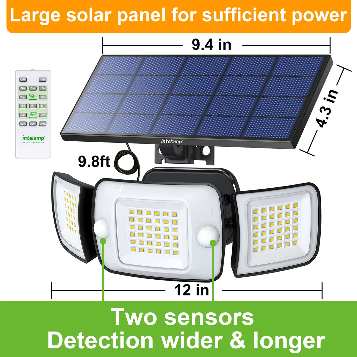 Intelamp Rechargeable Solar Outdoor Dual Sensor LED Light