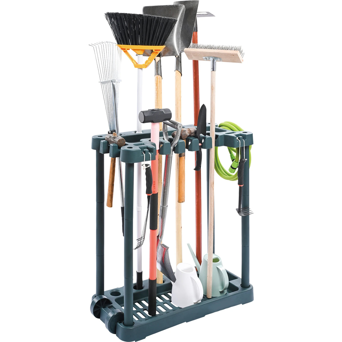 SucceBuy 10 Slot Garden Tool Organizer Rack For Garage Storage