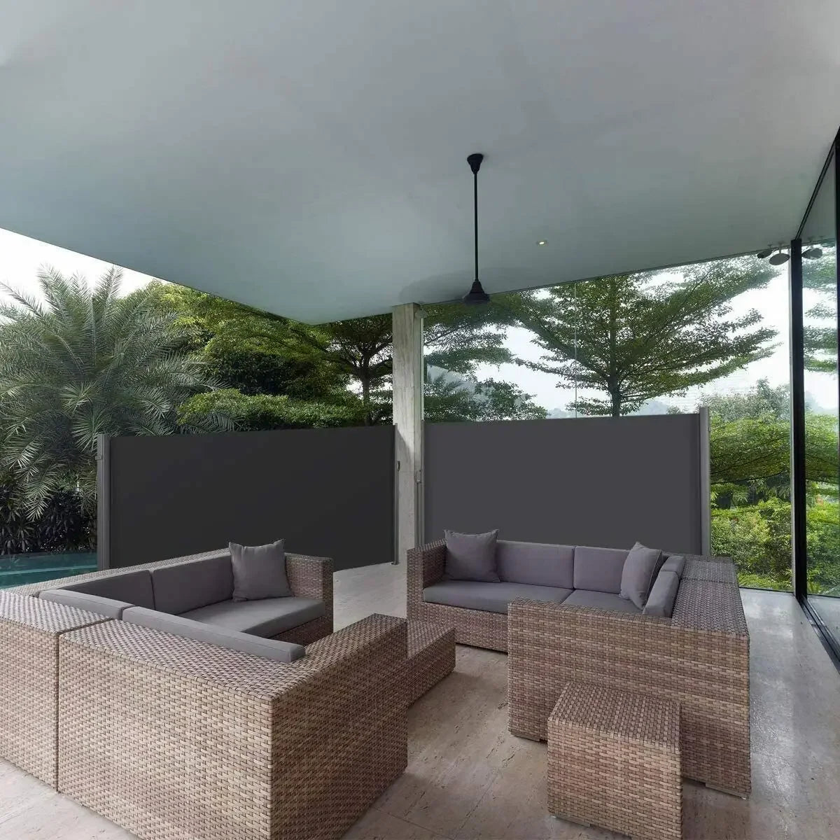Homfa Retractable Side Awning Automatic Outdoor Privacy Sun Shade