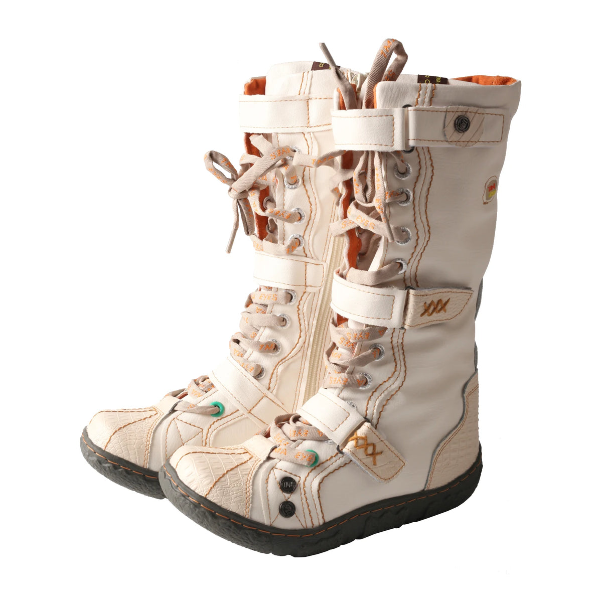 TMA EYES Women Winter Snow Boots Mid Calf Warm Plush Lined Lace Up Side Zipper Vintage Retro Boots