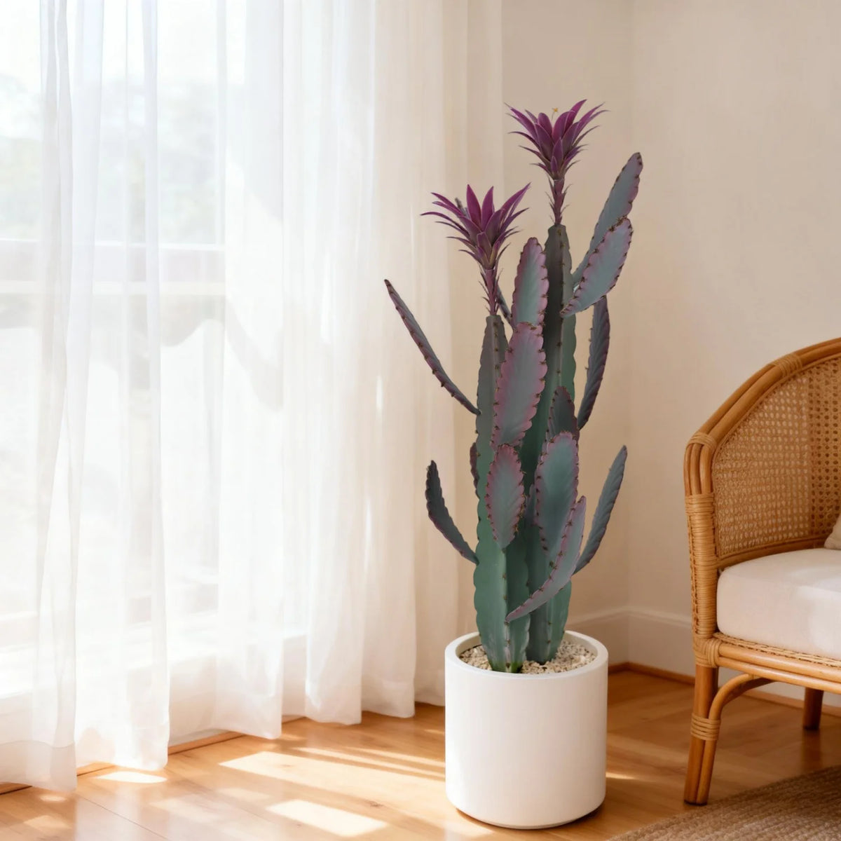 Tall Artificial Cactus Potted Plant 96cm Faux Desert Cacti Fake Big Cactus Plant with Planter for Home Garden Indoor Outdoor