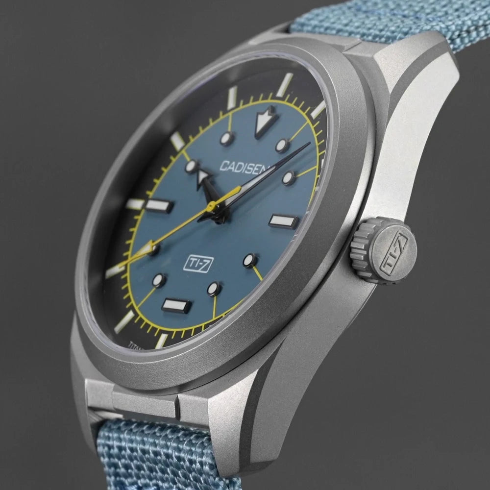 CADISEN TI-7 Autodyne Titanium Automatic Mechanical Watch Man Canvas Wristwatch MIYOTA 8215 Watches USA Warehouse Delivery