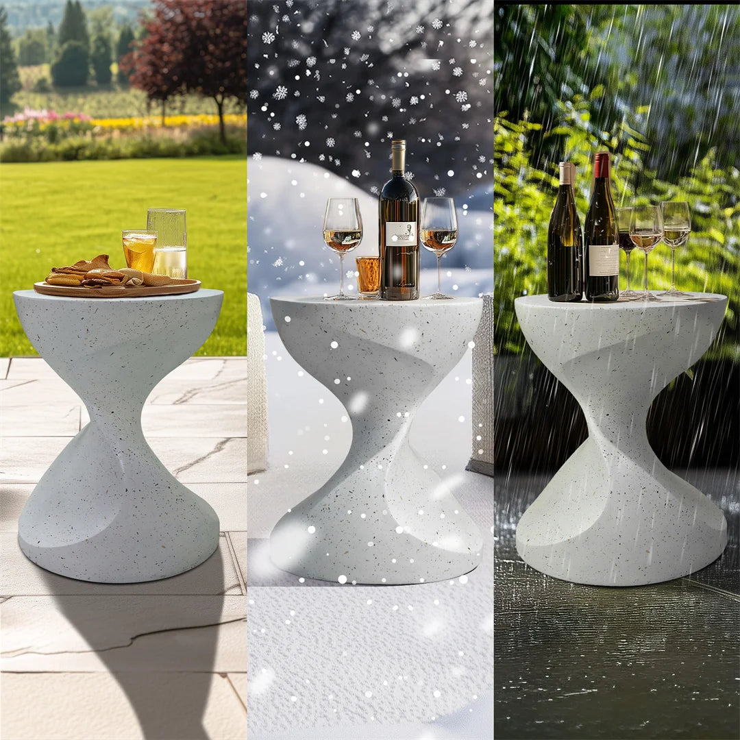 Lightweight Concrete Modern Side Table for Living Room and Patio