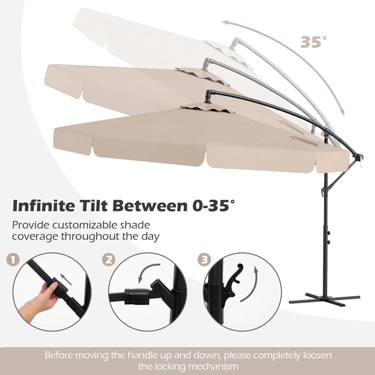 LIFEZEAL Premium Outdoor Offset Hanging Patio Umbrella With Cover
