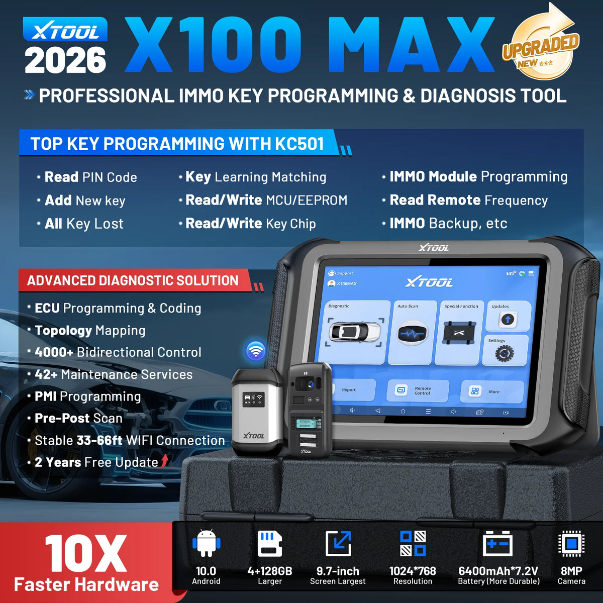 XTOOL X100 MAX Auto Key Programming Tools AI-Assisted Diagnostic Scanner Immobilizer Key Programmer Locksmiths Tool All Key Lost